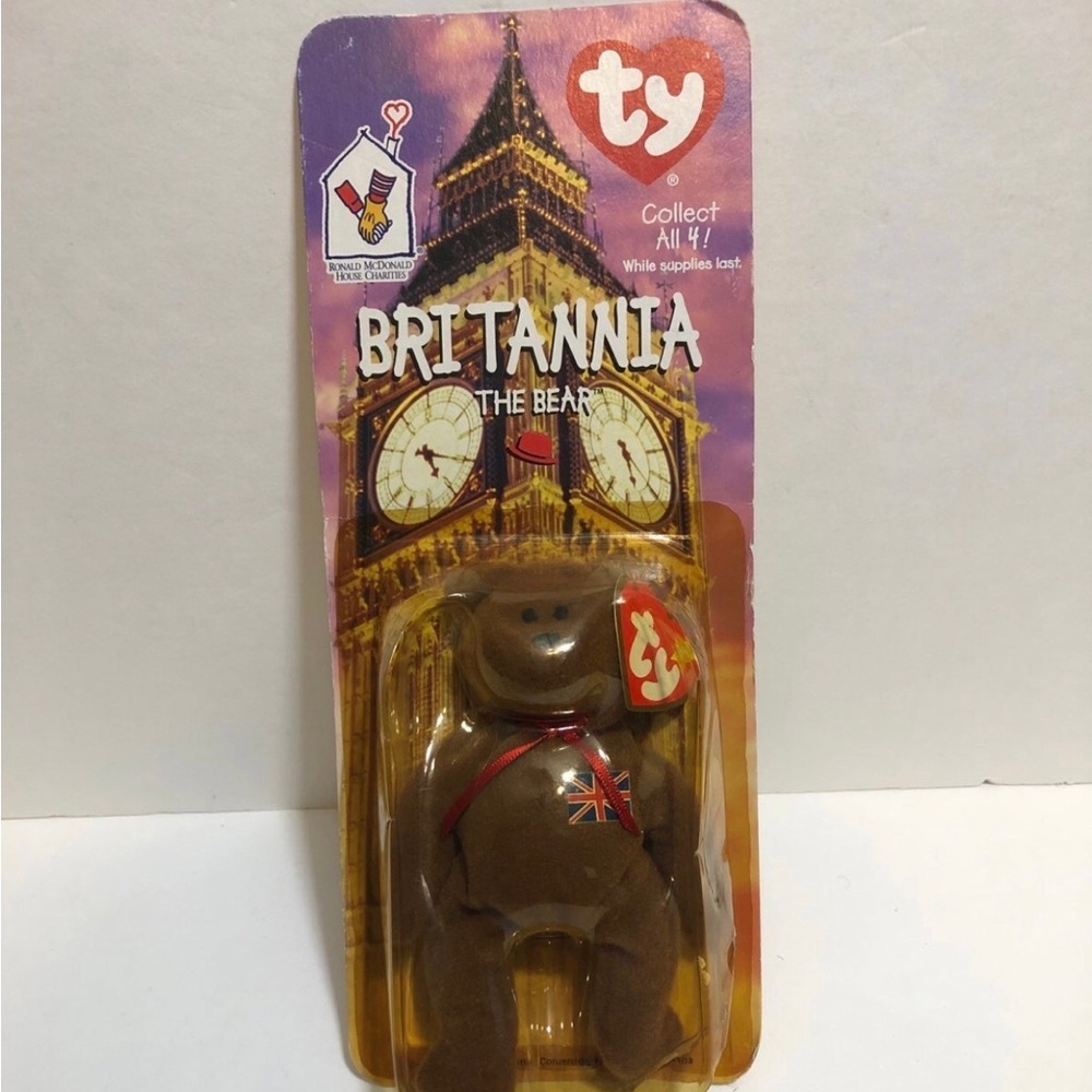 Rare McDONALDS TY BEANIE BABY BRITANNIA THE BEAR NEW WITH TAG ERRORS 1997